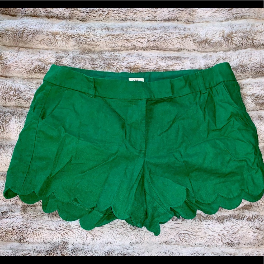 J.Crew linen shorts with scalloped edges